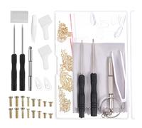 Kit de herramientas de reparación de lentes, kit de reparación de lentes dorados, juego de destornilladores de gafas de precisión con tornillos, almohadillas para la nariz, pinzas para gafas, gafas de