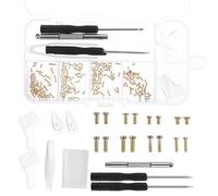 Kit de herramientas de reparación de lentes, kit de reparación de lentes dorados, juego de destornilladores de gafas de precisión con tornillos, almohadillas para la nariz, pinzas para gafas, gafas de