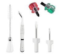 Kit de herramientas de reparación de máquinas de coser - Juego de accesorios de limpieza con destornillador, pinzas y cepillo de doble cabezal, paquete de 6 | Herramientas de mantenimiento