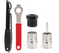 Kit de herramientas de reparación, juego profesional de extracción de manivela de pedalier con llave de anillo de bloqueo de casete de látigo de cadena para mantenimiento de ciclo de carretera (5