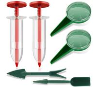 Kit de herramientas de siembra, dispensador de plástico de 6 piezas y juego de excavadora, mano precisa para huerto de flores y verduras (rojo)