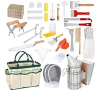 Kit De Herramientas De Suministros De Apicultura De 32 Piezas Con Bolsa Organizadora, Juego De Herramientas De Iniciación For Apicultura, Todo Incluye Soporte For Marco De Colmena For Apicultor