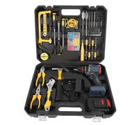 Kit de herramientas de taladro inalámbrico, 1500 rpm, 25 engranajes de torsión, destornillador eléctrico multifuncional con batería de Li y juego de taladro para reparación