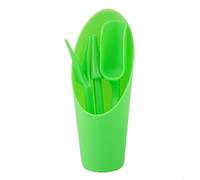 Kit de herramientas de trasplante de jardín de cuatro piezas con trasplantador de plástico, cuchara, pala de cubo adecuado para macetas suculentas y tareas de jardinería (verde)