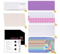 Kit de herramientas de uñas a presión para negocios de uñas, kit desechable con lima de uñas, pegamento de uñas, almohadillas de preparación, tarjeta de instrucciones, pestañas adhesivas para uñas,