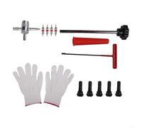 Kit de herramientas de válvula de neumático, 13 piezas, juego de cambio rápido para coches, camiones, motocicletas y cuatrimotos con guantes y accesorios esenciales