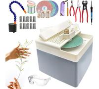 Kit de herramientas de vidrieras, juego de 20 piezas de mosaico de manualidades con molinillo de vidrio, soldador, sistema de suministro de agua para principiantes