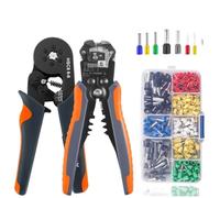 Kit de herramientas for engarzar virola, HSC8 6-6A AWG 23-10 Alicates for engarzar autoajustables + Pelacables | Engarzadora hexagonal for terminal de casquillo