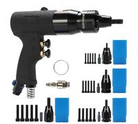 Kit de herramientas for tuercas remachadoras neumáticas, remachadora neumática de velocidad ajustable con mandriles de 10-24, 1/4, 5/16, 3/8 y 5 piezas incluidos en cada tamaño