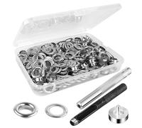Kit de Herramientas Grommet, Kit de Herramienta de Ojetes, Kit Ojetes Metalicos, 6mm 120 Sets Ojetes de Arandelas, Montaje de Arandela, Ojales para lonas, Cortinas, Toldos, Zapatos, Bolsas, con Caja