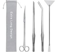 Kit de herramientas para acuario, 15 pulgadas, de acero inoxidable, 4 en 1, antioxidante, pinzas, espátulas, raspadores, juego de herramientas para limpieza de peceras, tijeras de corte de plantas