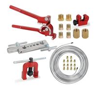 Kit de Herramientas para Cable de Freno, Incluye Cable de Cobre Plateado de 7.6m*4,76 mm con Conector y Doblador, Herramienta de Crimpado con Cortador, 26PCS