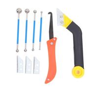 Kit de herramientas para calafateo con sierra de lechada en ángulo y herramienta de doble punta para azulejos para limpieza y relleno de juntas - Incluye relleno de acero de alta