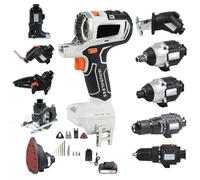 Kit de herramientas para carpintería con 10 herramientas eléctricas inalámbricas, batería de 4.0 Ah y caja de herramientas, sierra de receta, sierra de calar, sierra circular, motosierra, herramienta