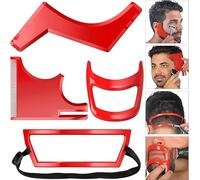 Kit de Herramientas para Dar Forma a la Línea del Cabello de la Barba para Hombres, Kit de Herramientas para Dar Forma a la Barba Juego de Plantillas de Barba de Plástico Rojo para el Corte de la Líne