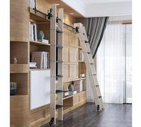 Kit de herramientas para escalera de biblioteca con rodillo de suelo, riel deslizante retráctil, colocación vertical, diseño de ahorro de espacio, no incluye escalera (tamaño: kit de pista de 800 cm)