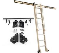 Kit de herramientas para escalera de biblioteca, kit de puerta corredera, acero negro rústico, rieles de escalera rodantes con ruedas de rodillo de piso