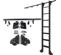 Kit de herramientas para escalera deslizante de biblioteca, riel rodante de acero al carbono con ruedas de rodillo de suelo para uso en interiores