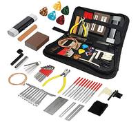 Kit de herramientas para guitarra, 72 piezas, kit de herramientas de mantenimiento profesional con cuerdas de guitarra, púas de puente, accesorios para guitarra acústica, guitarra eléctrica, ukelele,