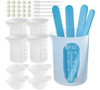 Kit de herramientas para medir resina de silicona: vasos medidores de 250 y 100 ml, palitos de silicona para mezclar, pipetas, dedales