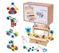 Kit de herramientas para niños - Juego de construcción de madera imitación | Aprendizaje Juegos Educativos para Niños Niñas Viajar Jardín Sala de Juegos Escuela Casa