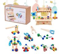 Kit de herramientas para niños - Juego de construcción de madera imitación | Aprendizaje Juegos Educativos para Niños Niñas Viajar Jardín Sala de Juegos Escuela Casa