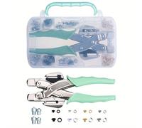 Kit de herramientas para ojales de 1/8" y 3/16", kit de alicates prensatapas de ojo todo en uno con 160 ojales de metal dorados, plateados, blancos y negros