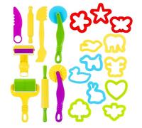 Kit de herramientas para pasta de juego - Juego de 20 piezas para modelar la masa, rodillos adecuados para niños, herramientas para pasta de juego, arcilla inteligente, kit de extrusores para