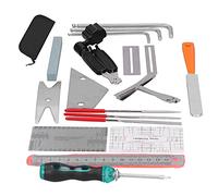 Kit de herramientas para reparación de guitarras, lima pulida de acero inoxidable y conjunto de ajuste con reglas de medición, limas para pulir trastes, llaves para el