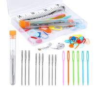 Kit de herramientas para tejer, accesorios para tejer y crochet, agujas romas de ojo grande, agujas de pl stico con cinta m trica, marcadores de