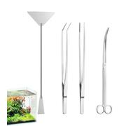 Kit de Herramientas para Terrario - 4 en 1 Rascador Largo de Acero Inoxidable | Kit de Recorte para Plantas de Pecera,para Limpieza y Decoración de Acuarios de Agua Dulce y Salada, Betta, Camarón,