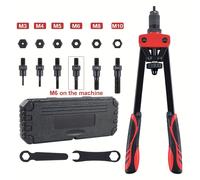 Kit de Herramientas para Tuercas Remachadas, Juego Profesional de a Presión Manual con Pistola para Tamaños M10, 6 Métricos, Ideal para Muebles, Decoración, Automoción y Aplicaciones Industriales