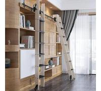 Kit de herramientas retráctiles para escalera rodante, riel deslizante con rodillo de suelo para almacenamiento vertical, no requiere espacio en el suelo, fácil instalación, kit de pista de 500 cm