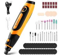Kit de Herramientas Rotativas: DEKOPRO Mini lijadora Herramientas de Mano,3.7V Amarillo Amoladora Eléctrica Taladradora Set con 70 Accesorios para Tallar, Cortar, Lijar, Esmerilar, Pulir, Grabar