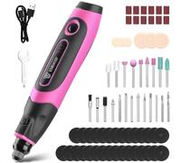 Kit de Herramientas Rotativas: DEKOPRO Mini lijadora Herramientas de Mano,3.7V Rosa Amoladora Eléctrica Taladradora Set con 70 Accesorios para Tallar, Cortar, Lijar, Esmerilar, Pulir, Grabar