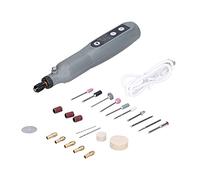 Kit de herramientas rotativas eléctricas Mini amoladora Taladro Velocidad ajustable Carga USB Portátil para grabado Pulido Corte ABS Gris Modelo 202 con accesorios