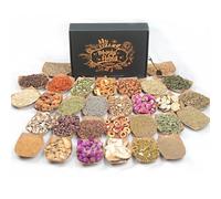Kit de hierbas mágicas - 30 hierbas secas en bolsas etiquetadas, cuchara de cristal para rituales wiccanos, limpieza energética, lanzamiento de hechizos, curación espiritual, tarros de hechizos de