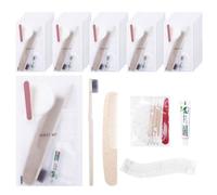 Kit de higiene, kit de higiene a granel, kit de higiene de viaje con cepillo de dientes, pasta de dientes, paquete de cuidado, peine, gorro de ducha, empaquetado individualmente, adecuado para hotel,