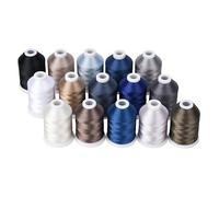 Kit de hilos de bordar, Hilo de bordar poliéster 40WT 120D for máquinas coser, juego 15 Uds. Multicolor(Gray)