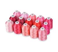 Kit de hilos de bordar, Hilo de bordar poliéster 40WT 120D for máquinas coser, juego 15 Uds. Multicolor(Red)