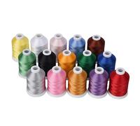 Kit de hilos de bordar, Hilo de bordar poliéster 40WT 120D for máquinas coser, juego 15 Uds. Multicolor(Basic Colors)