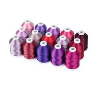 Kit de hilos de bordar, Hilo de bordar poliéster 40WT 120D for máquinas coser, juego 15 Uds. Multicolor(Purple)