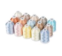 Kit de hilos de bordar, Hilo de bordar poliéster 40WT 120D for máquinas coser, juego 15 Uds. Multicolor(Pastel)