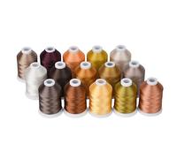 Kit de hilos de bordar, Hilo de bordar poliéster 40WT 120D for máquinas coser, juego 15 Uds. Multicolor(Brown)