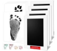 Kit de huella de mano y huella de bebé sin tinta con 4 almohadillas de tinta de tamaño grande y 8 tarjetas de impresión por PChero, perfecto para recuerdo de la familia Baby Shower regalo y registro