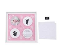 Kit de Huellas Dactilares para Bebés, Tablero de Densidad de Plástico Resistente Al Desgaste para Recién Nacidos, Niños y Niñas, Kit de Marco de Impresión para Exhibición (Rosáceo)