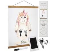 Kit de huellas de bebé de unicornio - Memorializa las huellas de pies de bebé con este kit único de huellas de recién nacidos sin tinta - Regalos de unicornio para baby shower para niñas - Regalos