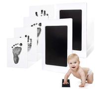 Kit de Huellas de Bebé en Tinta, 4 Tarjetas de Impresión y 2 Plantillas con Almohadillas de Tinta No Tóxicas, Regalo para Bautizos o Recuerdo de su Huella del Pie o Mano ¡No se Mancha!
