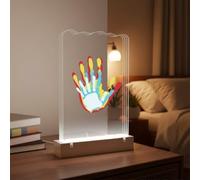 Kit de huellas de manos familiares con luz nocturna, marco de huellas de bebé para recién nacido, recuerdo, decoración de guardería, 31 x 20 cm