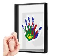 Kit de huellas de manos familiares - Juego de marcos de recuerdo, marcos de huellas de manos con diseño transparente, marco de fotos colgante con material resistente, accesorio para el hogar